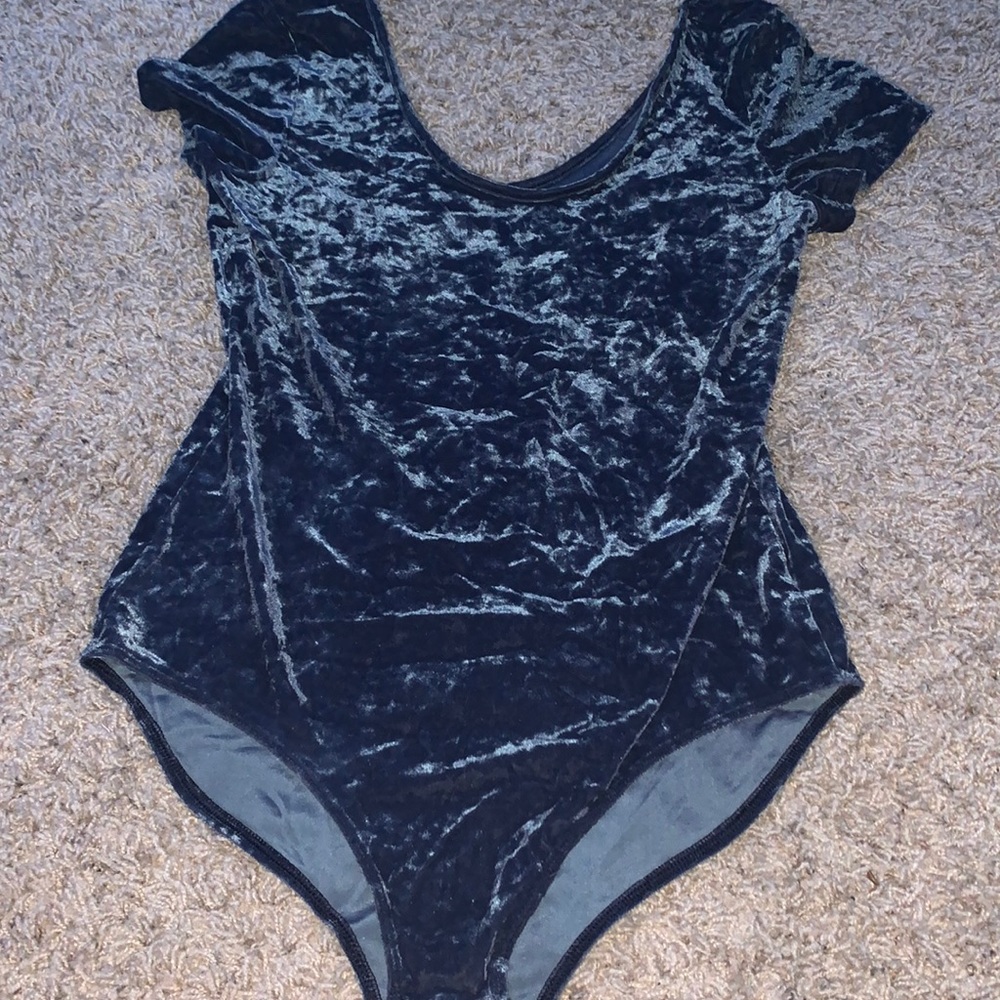 Blue velvet body suit